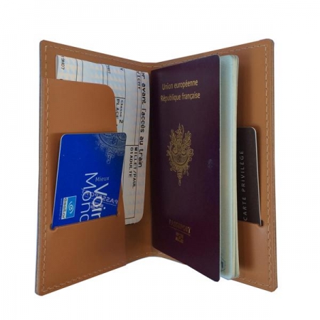 Etui passeport cuir recycle 